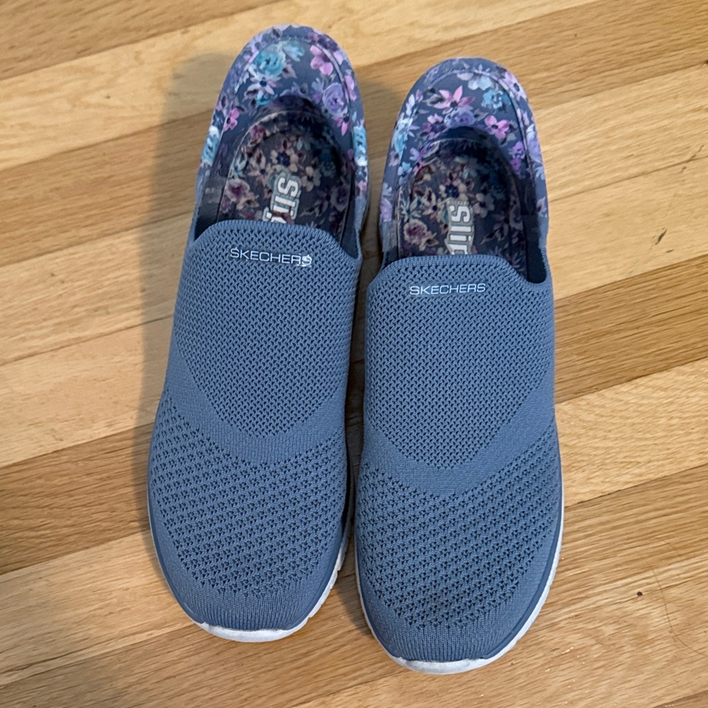 Skechers Blue/Floral Slip-On Sneakers